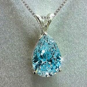 Blue Zirconia Teardrop Pendant Necklace